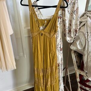 Free People Mustard Lace Maxi Dress